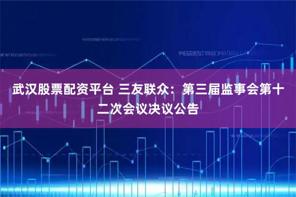 武汉股票配资平台 三友联众：第三届监事会第十二次会议决议公告